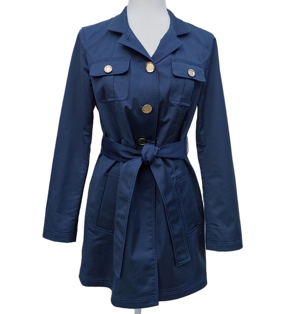 St. John Jackets & Blazers - St. John Yellow Label Blue Utility Trench Jacket with Gold Buttons Women's 6